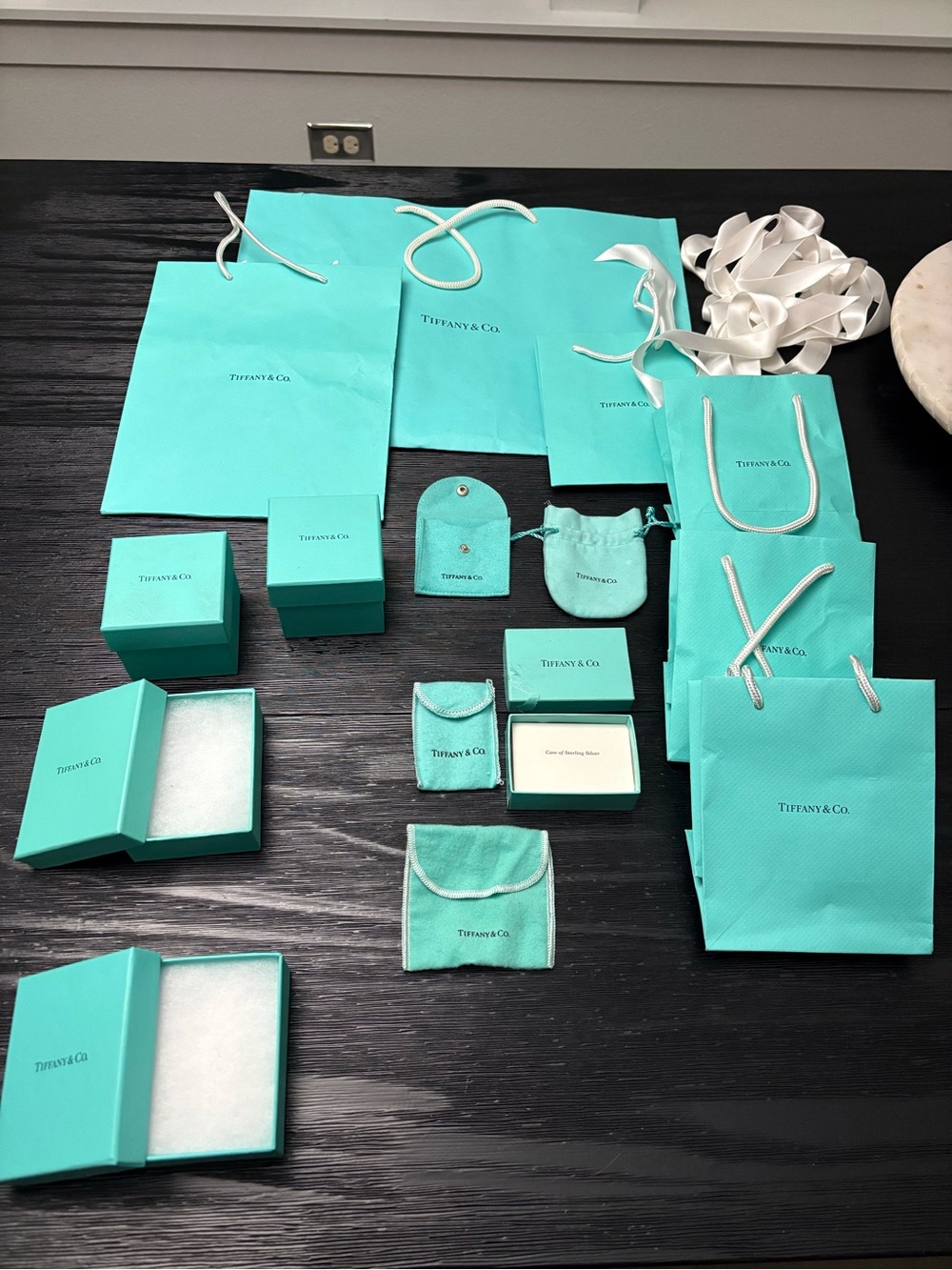 Tiffany & Co. LOT Blue Jewelry Boxes, Pouches and Bags